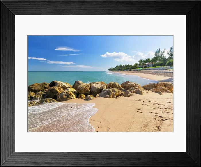 Framed Print : Florida, Palm Beach, beach with jetty Framed Print : Florida, Palm Beach, beach with jetty