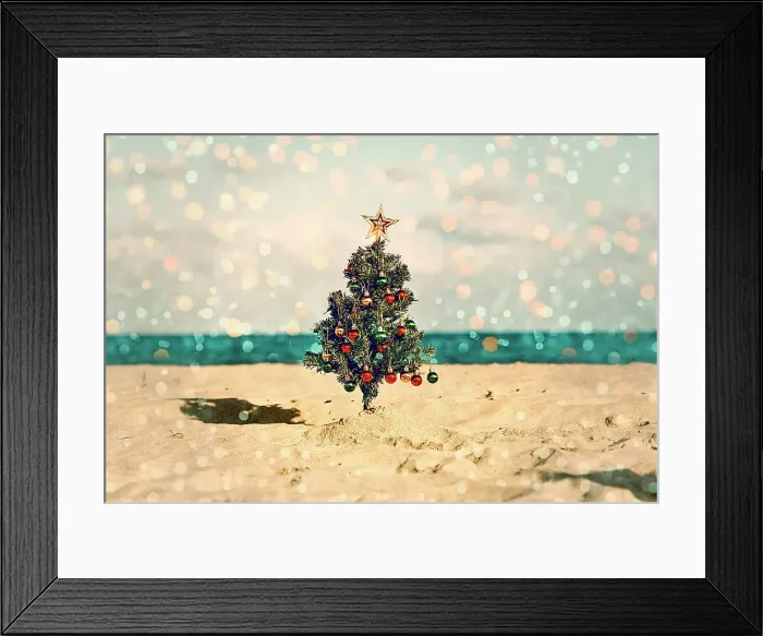 Framed Print : Christmas tree on the beach