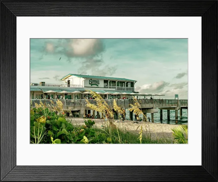 Framed Print : Florida, Lake Worth, Pier, Benny's On the Beach restaurant Framed Print : Florida, Lake Worth, Pier, Benny's On the Beach restaurant