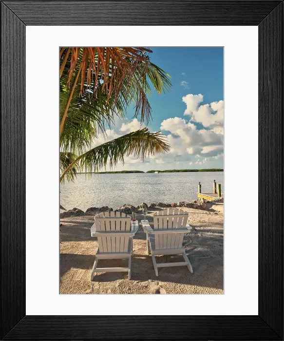Framed Print : Florida, Islamorada, two beach chairs facing water Framed Print : Florida, Islamorada, two beach chairs facing water