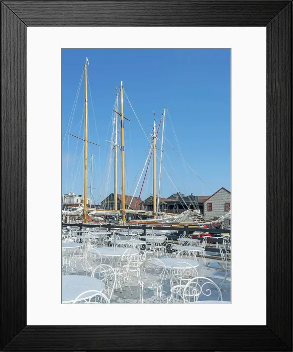Framed Print : Rhode Island, Newport, sailboats along Bannister's Wharf Framed Print : Rhode Island, Newport, sailboats along Bannister's Wharf