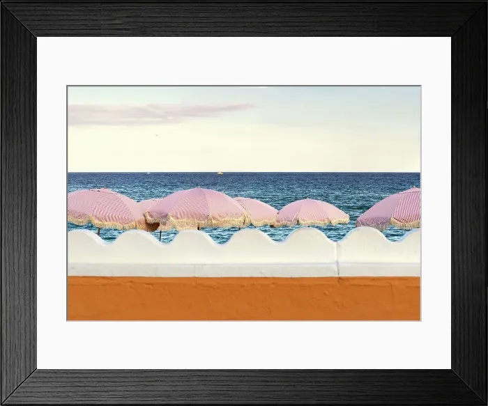Framed Print : Florida, Palm Beach, colorful beach umbrellas facing the ocean Framed Print : Florida, Palm Beach, colorful beach umbrellas facing the ocean