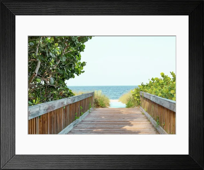 Framed Print : Walkway heading towards the ocean