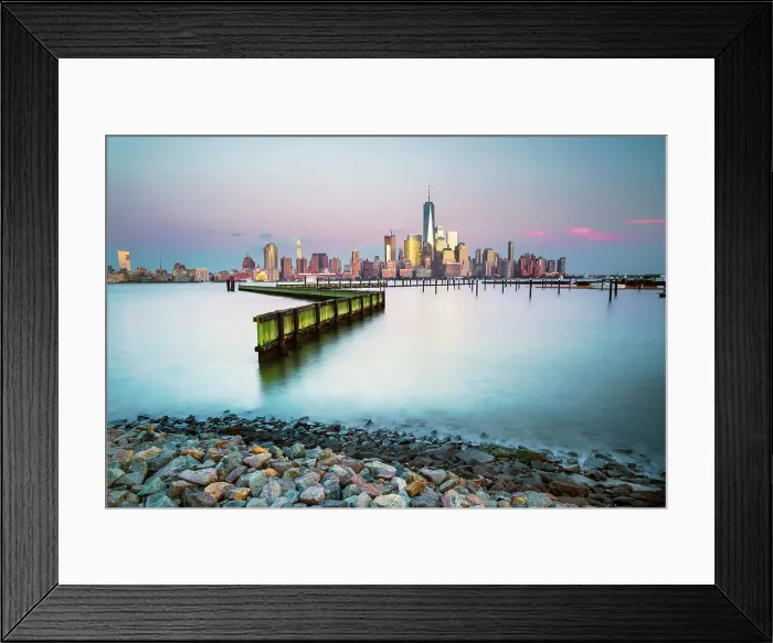 Framed Print : New York City, Lower Manhattan skyline seen from Jersey City, New Jersey Framed Print : New York City, Lower Manhattan skyline seen from Jersey City, New Jersey