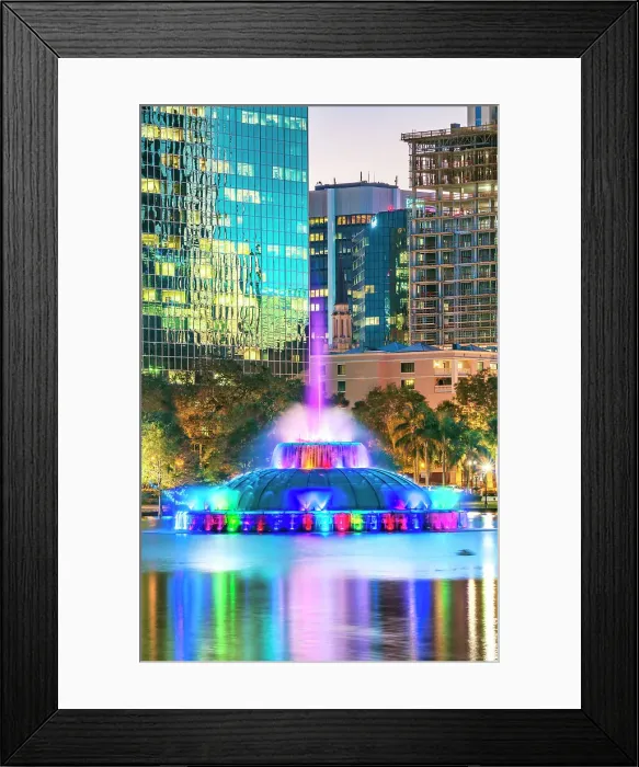 Framed Print : Florida, Orlando, Lake Eola and fountain