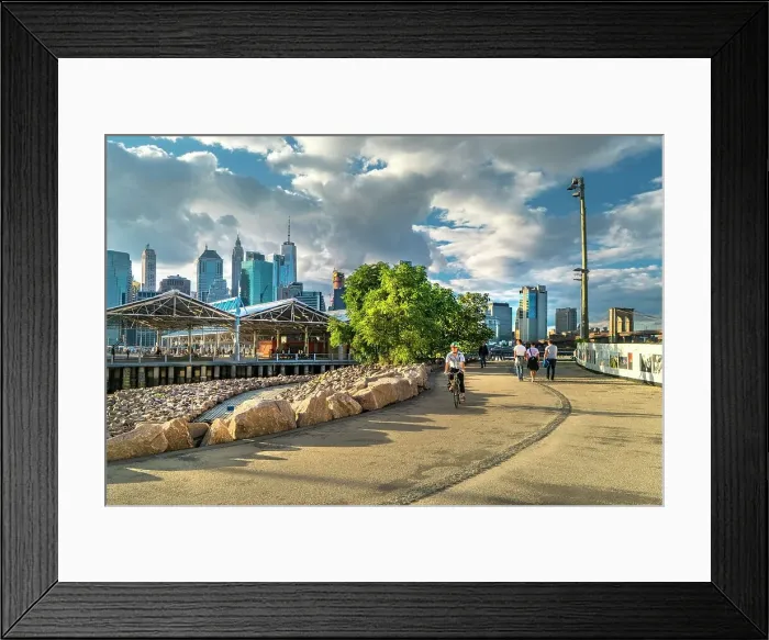 Framed Print : New York City, Brooklyn, view of downtown Manhattan from park Framed Print : New York City, Brooklyn, view of downtown Manhattan from park