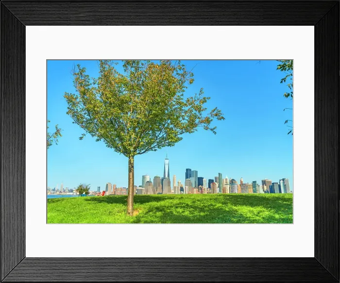 Framed Print : Lower Manhattan seen from Liberty Park in Jersey City, New Jersey