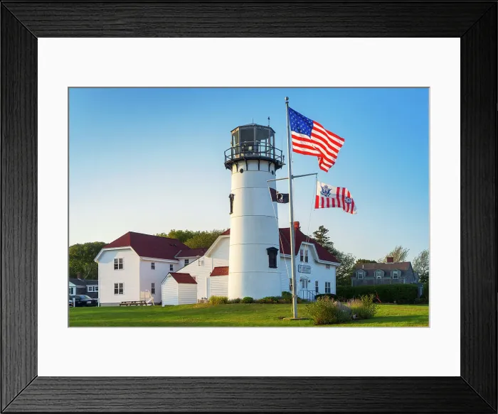 Framed Print : Massachusetts, Cape Cod, Chatham, Chatham lighthouse and the Coast Guard Station