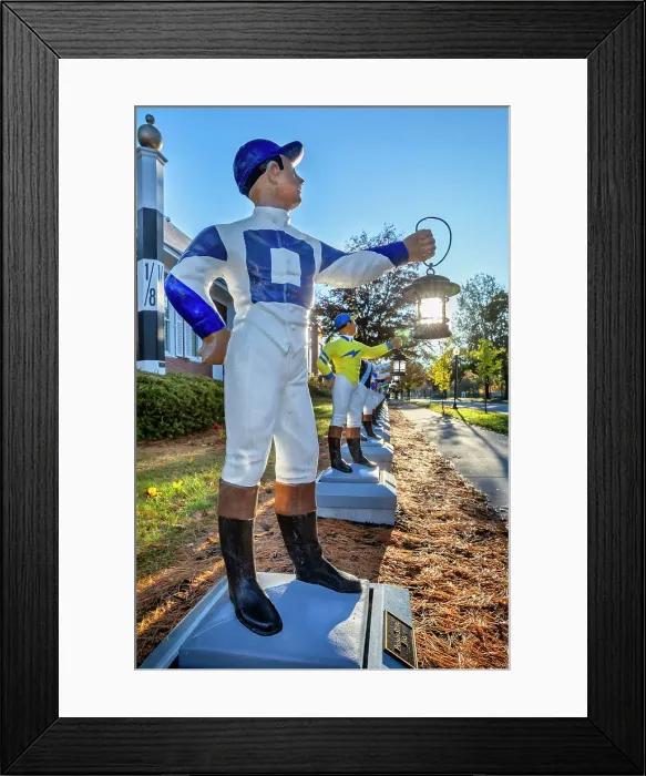Framed Print : New York, Saratoga Springs, Jockey statues at National Museum of Racing Framed Print : New York, Saratoga Springs, Jockey statues at National Museum of Racing