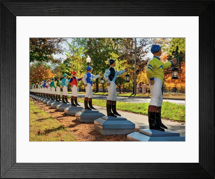Framed Print : New York, Saratoga Springs, Lawn Jockeys at National Museum of Racing and Hall of Fame Framed Print : New York, Saratoga Springs, Lawn Jockeys at National Museum of Racing and Hall of Fame