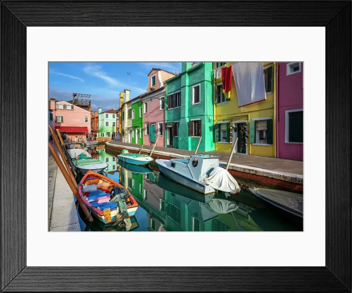 Framed Print : Italy, Venetian Lagoon, Burano, Colorful Canals, Fondamenta di Cao Moleca Framed Print : Italy, Venetian Lagoon, Burano, Colorful Canals, Fondamenta di Cao Moleca