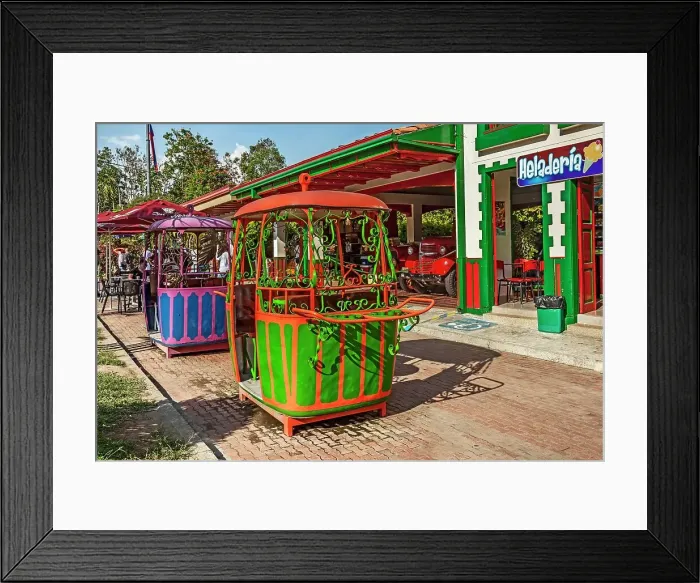 Framed Print : Colombia, Montenegro, Old Cable Cars on Display at Coffee Park, Parque del Cafe Framed Print : Colombia, Montenegro, Old Cable Cars on Display at Coffee Park, Parque del Cafe