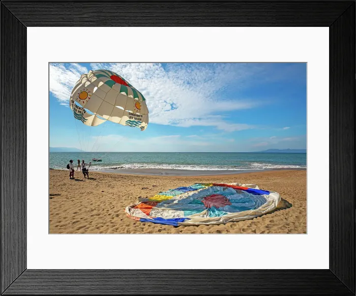 Framed Print : Mexico, Puerto Vallarta, beach, parasailing Framed Print : Mexico, Puerto Vallarta, beach, parasailing