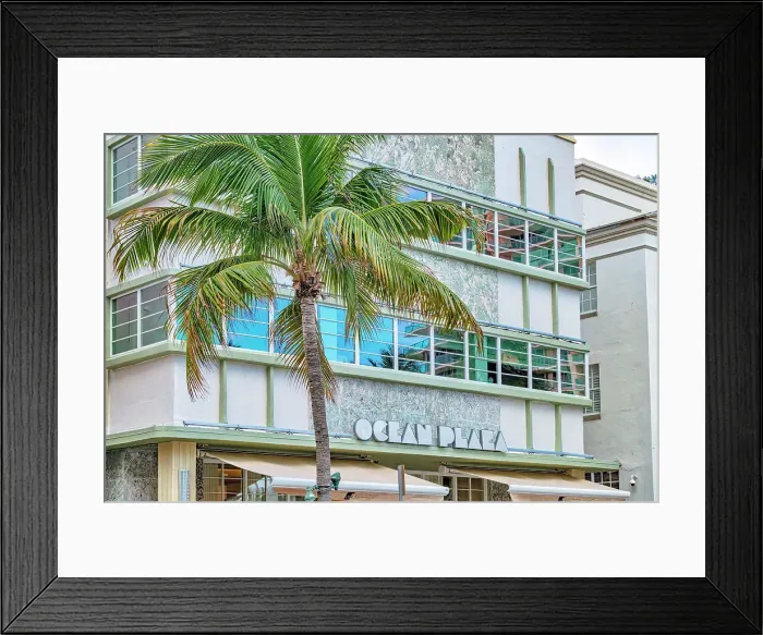 Framed Print : Florida, Miami Beach, South Beach, Ocean Plaza Hotel with palm tree on Ocean Drive Framed Print : Florida, Miami Beach, South Beach, Ocean Plaza Hotel with palm tree on Ocean Drive