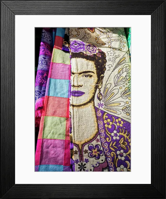 Framed Print : Mexico, Puerto Vallarta, Frida Kahlo blankets, arts and crafts, zona romantica Framed Print : Mexico, Puerto Vallarta, Frida Kahlo blankets, arts and crafts, zona romantica