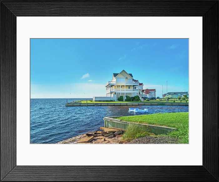Framed Print : North Carolina, Outer Banks, vacation homes overlooking the sound