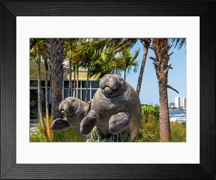 Framed Print : Florida, West Palm Beach, Manatee lagoon, statue of Manatees Framed Print : Florida, West Palm Beach, Manatee lagoon, statue of Manatees