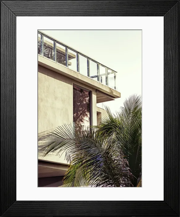 Framed Print : Modern building with palm trees
