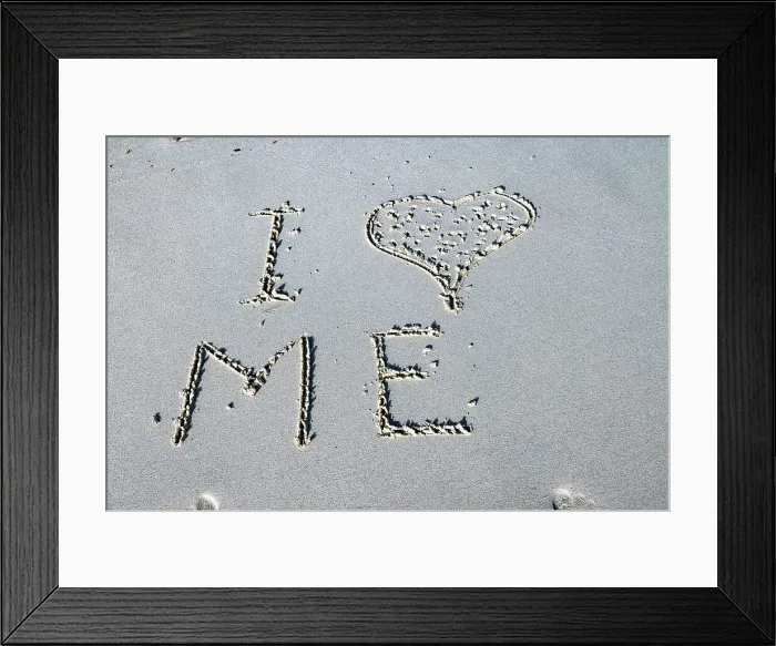 Framed Print : Self Love message on sand