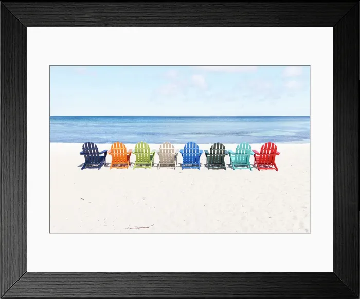 Framed Print : Aruba, beach scene with Adirondack chairs Framed Print : Aruba, beach scene with Adirondack chairs