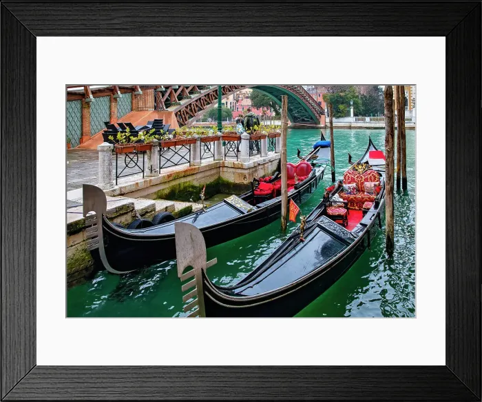 Framed Print : Italy, Venice, gondolas on canal by The Accademia Bridge Framed Print : Italy, Venice, gondolas on canal by The Accademia Bridge