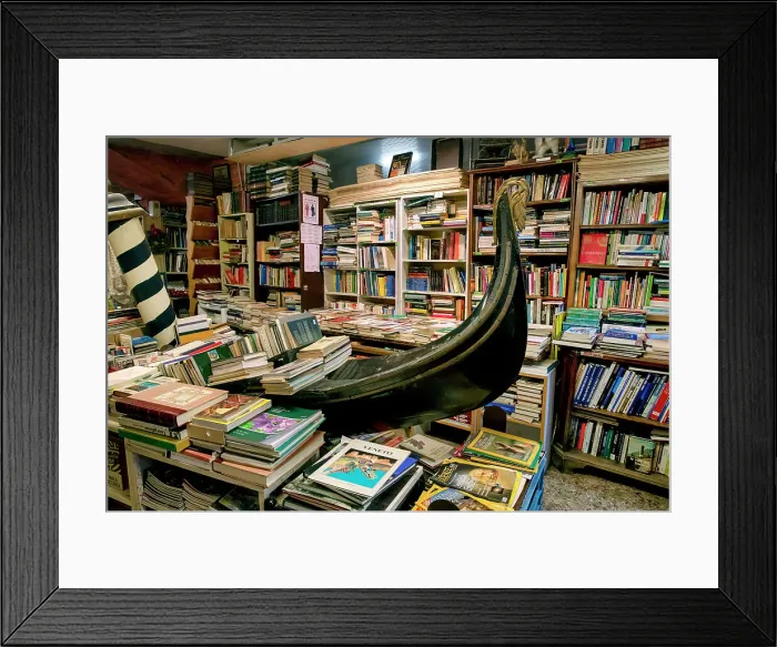 Framed Print : Italy, Venice, Bookshop, Libreria Acqua Alta Framed Print : Italy, Venice, Bookshop, Libreria Acqua Alta