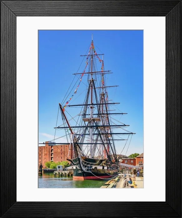 Framed Print : Massachusetts, Boston, USS Constitution, three masted ship