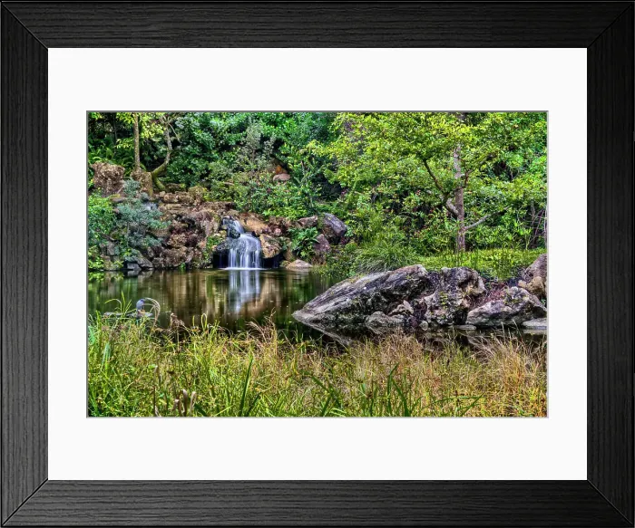 Framed Print : Morikami Museum and Japanese Gardens, waterfall Framed Print : Morikami Museum and Japanese Gardens, waterfall