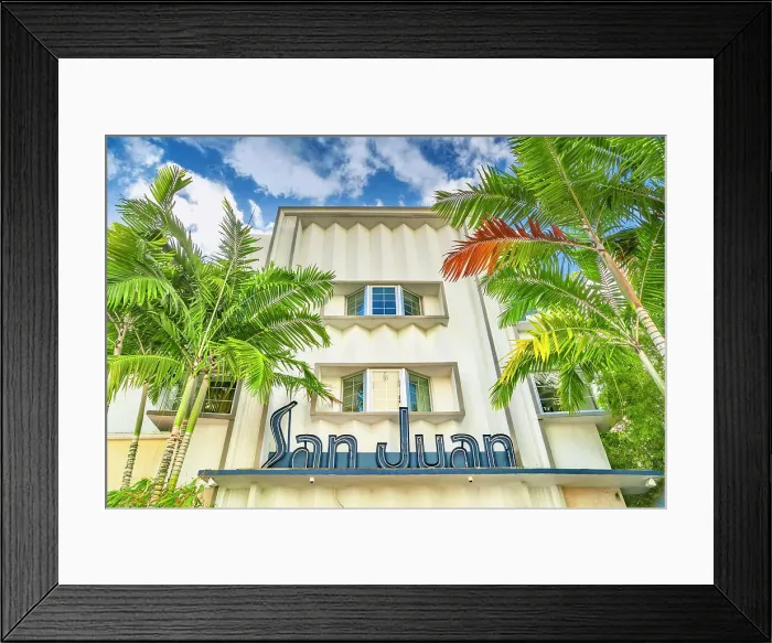 Framed Print : Florida, Miami Beach, South Beach, San Juan Hotel on Collins Avenue
