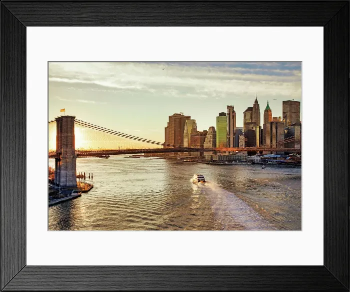 Framed Print : New York City, Lower Manhattan with Brooklyn Bridge Framed Print : New York City, Lower Manhattan with Brooklyn Bridge