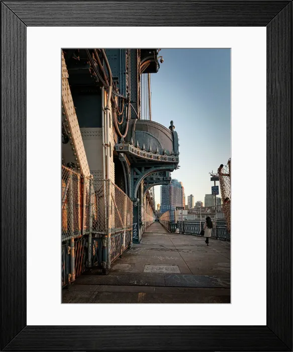 Framed Print : New York City, Manhattan Bridge, Pedestrian Path