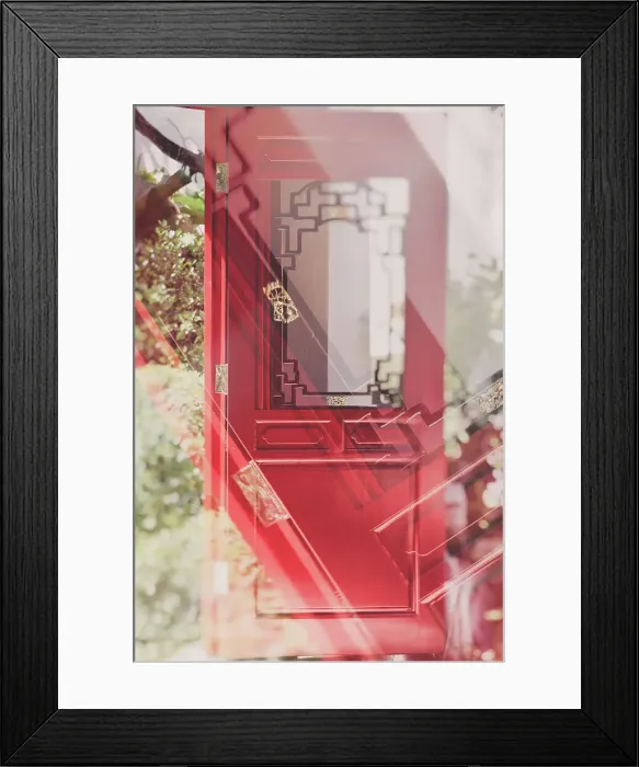 Framed Print : Abstract of red door