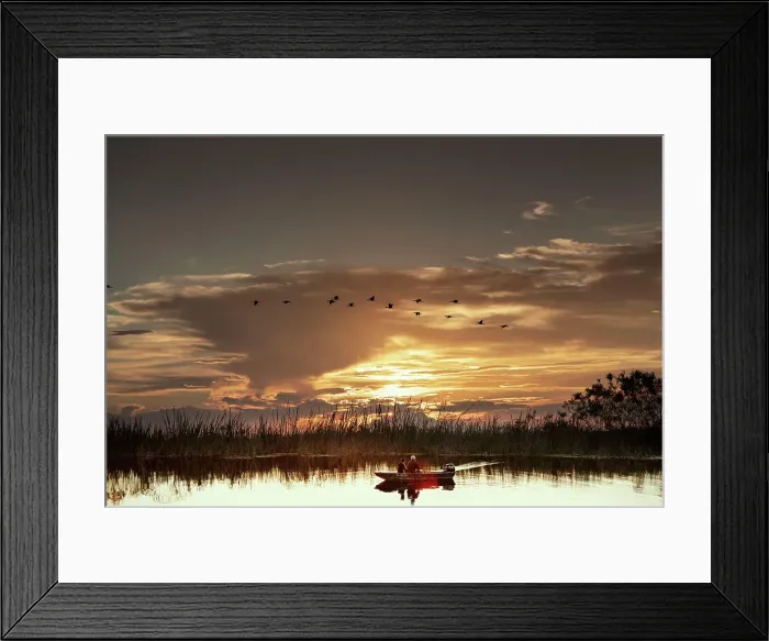 Framed Print : Father & son fishing at the Everglades