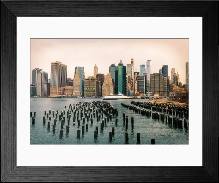 Framed Print : New York City, Downtown Manhattan seen from Brooklyn Framed Print : New York City, Downtown Manhattan seen from Brooklyn