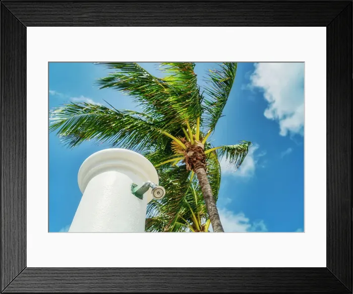 Framed Print : Florida, Fort Lauderdale, shower head on the beach Framed Print : Florida, Fort Lauderdale, shower head on the beach
