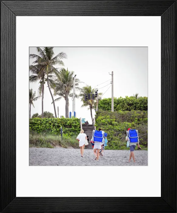 Framed Print : Florida, Juno Beach, people walking with beach chairs Framed Print : Florida, Juno Beach, people walking with beach chairs