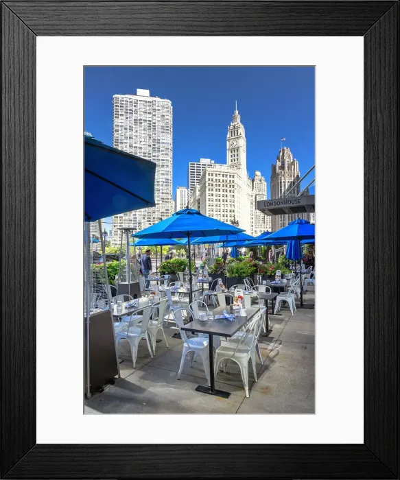 Framed Print : Illinois, Chicago, Outdoor restaurant at London House Hotel in Downtown Chicago Framed Print : Illinois, Chicago, Outdoor restaurant at London House Hotel in Downtown Chicago