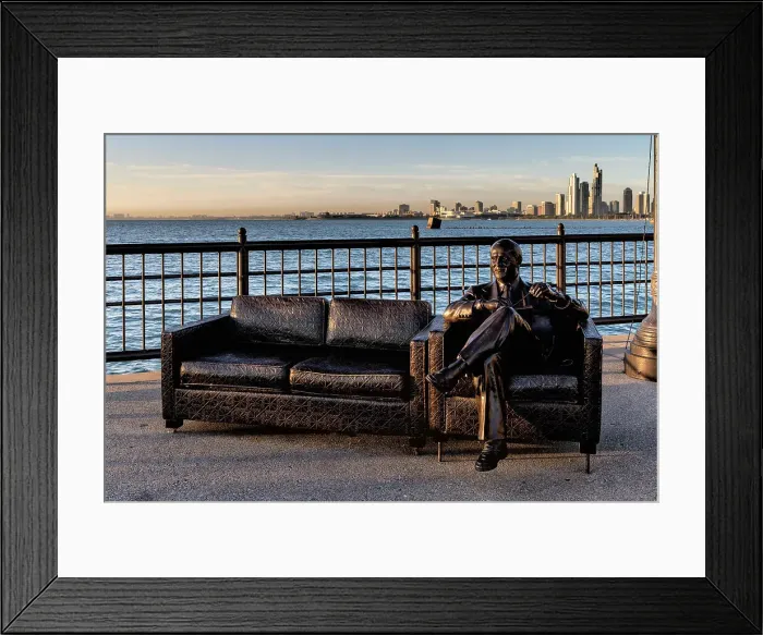 Framed Print : Illinois, Chicago, Navy Pier, Dr Hartley on his Chair Framed Print : Illinois, Chicago, Navy Pier, Dr Hartley on his Chair