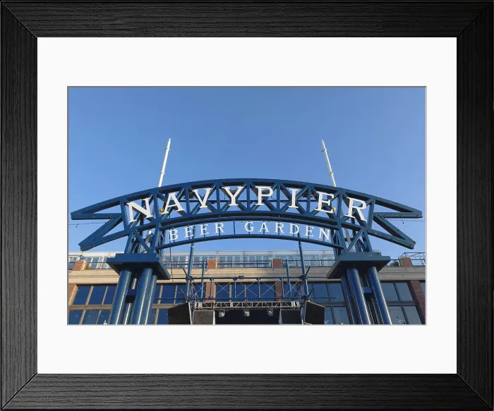 Framed Print : Illinois, Chicago, Navy Pier Beer Garden Sign