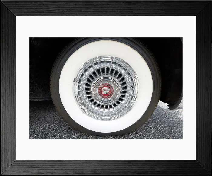 Framed Print : Tire on a Classic 1950's Cadillac Framed Print : Tire on a Classic 1950's Cadillac