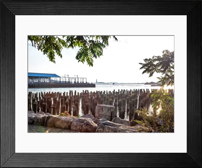 Framed Print : New York City, Brooklyn, Pilings viewed from Pier 1 Salt Marsh at Brooklyn Bridge Park Framed Print : New York City, Brooklyn, Pilings viewed from Pier 1 Salt Marsh at Brooklyn Bridge Park