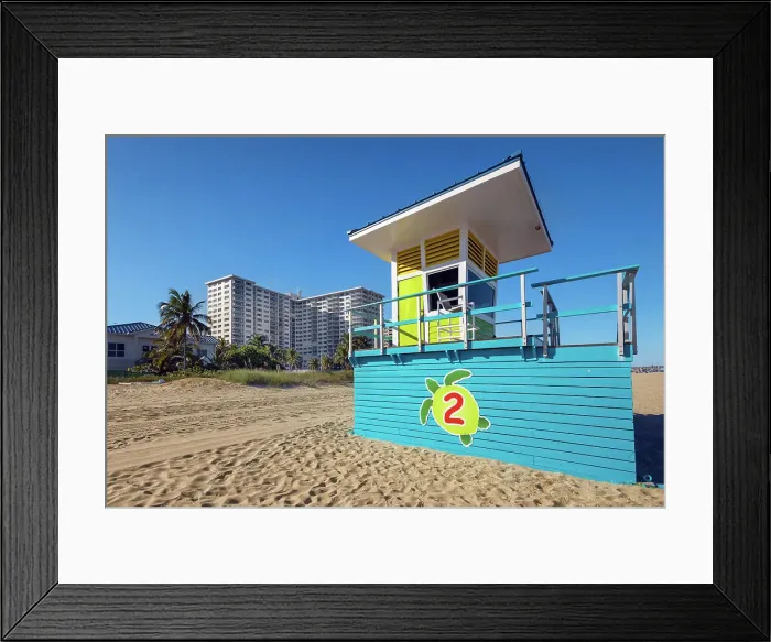Framed Print : Florida, South Florida, Pompano Beach, lifeguard house on the beach