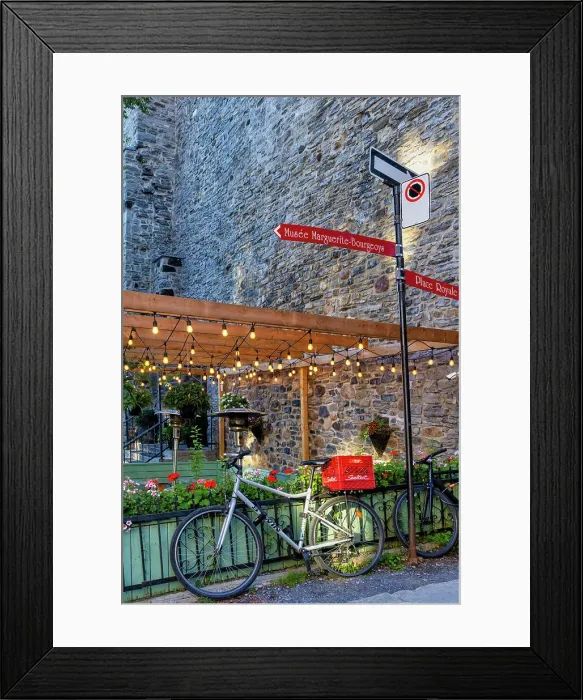 Framed Print : Canada, Quebec, Montreal, street scene with bike Framed Print : Canada, Quebec, Montreal, street scene with bike