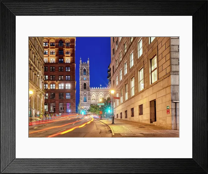 Framed Print : Canada, Quebec, Montreal, street scene with Notre Dame Basilica Framed Print : Canada, Quebec, Montreal, street scene with Notre Dame Basilica
