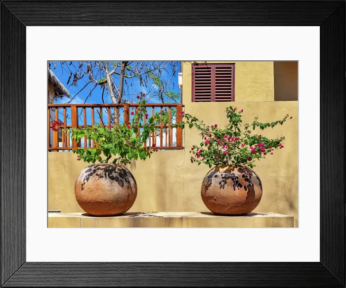 Framed Print : Adobe Facade, outdoor planters Framed Print : Adobe Facade, outdoor planters
