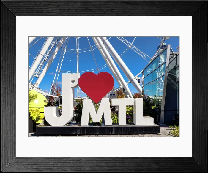 Framed Print : Canada, Quebec, Montreal, Old Port, French Love Sign at Ferris wheel Framed Print : Canada, Quebec, Montreal, Old Port, French Love Sign at Ferris wheel
