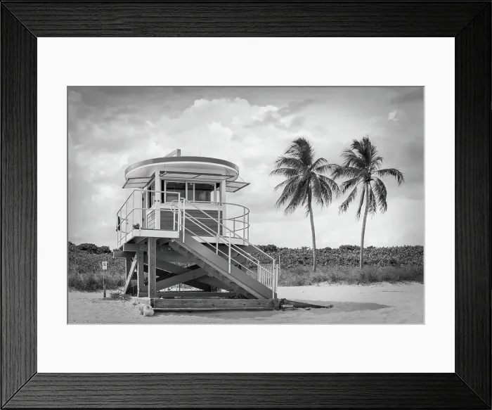 Framed Print : Florida, South Florida, Hollywood Beach, lifeguard house with palm trees Framed Print : Florida, South Florida, Hollywood Beach, lifeguard house with palm trees