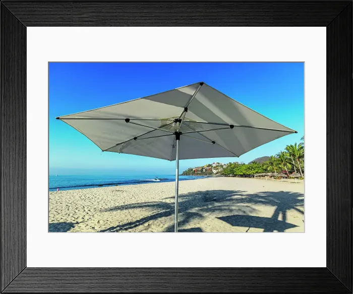 Framed Print : Mexico, Nayarit, Beach Umbrella at La Manzanilla beach
