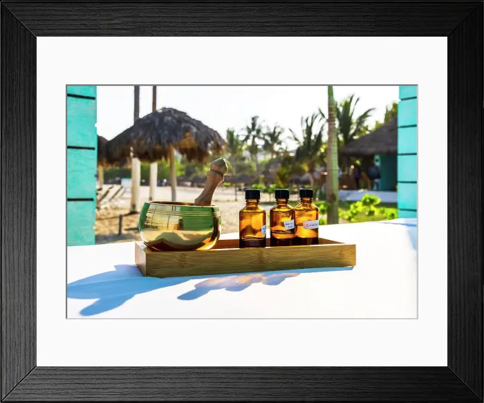 Framed Print : Singing Bowl and Healing Oils Framed Print : Singing Bowl and Healing Oils