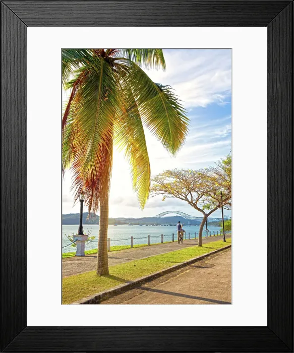 Framed Print : Panama, Panama City, Entrance to the canal and view of Bridge of the Americas from the Amador Causeway Framed Print : Panama, Panama City, Entrance to the canal and view of Bridge of the Americas from the Amador Causeway